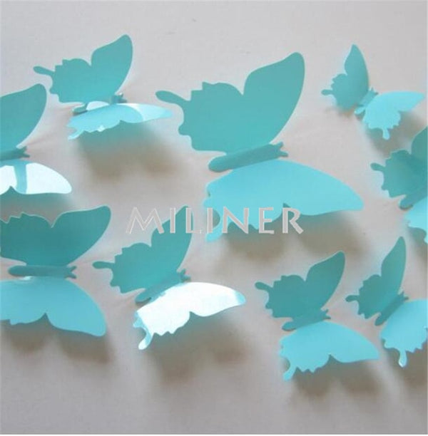 Free shipping 12pcs PVC 3d Butterfly wall decor cute Butterflies wall stickers art Decals home Decoration room wall art