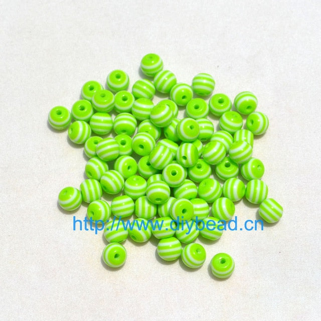 100 pcs DIY Bracelet Accessories Children Handcraft Department 18 Color 6MM Round Shape Resin Stripe Beads jewelry Findings