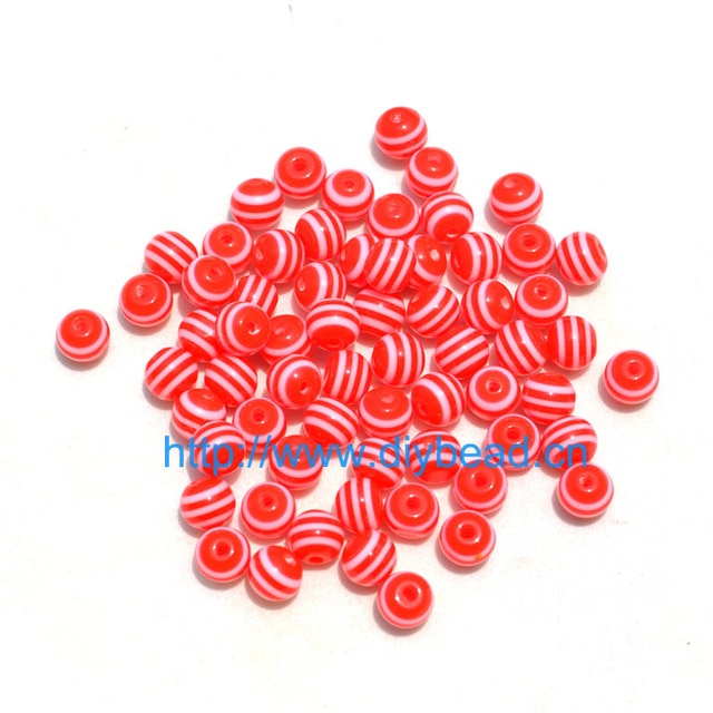 100 pcs DIY Bracelet Accessories Children Handcraft Department 18 Color 6MM Round Shape Resin Stripe Beads jewelry Findings