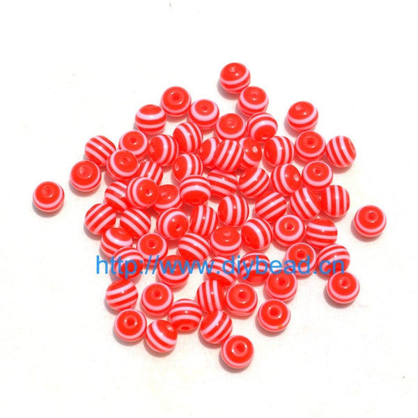 100 pcs DIY Bracelet Accessories Children Handcraft Department 18 Color 6MM Round Shape Resin Stripe Beads jewelry Findings