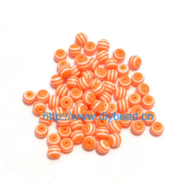 100 pcs DIY Bracelet Accessories Children Handcraft Department 18 Color 6MM Round Shape Resin Stripe Beads jewelry Findings