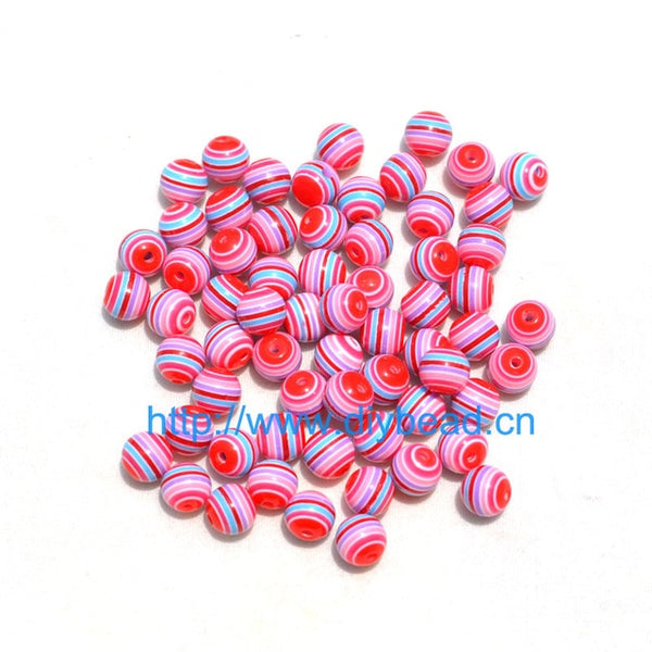 100 pcs DIY Bracelet Accessories Children Handcraft Department 18 Color 6MM Round Shape Resin Stripe Beads jewelry Findings