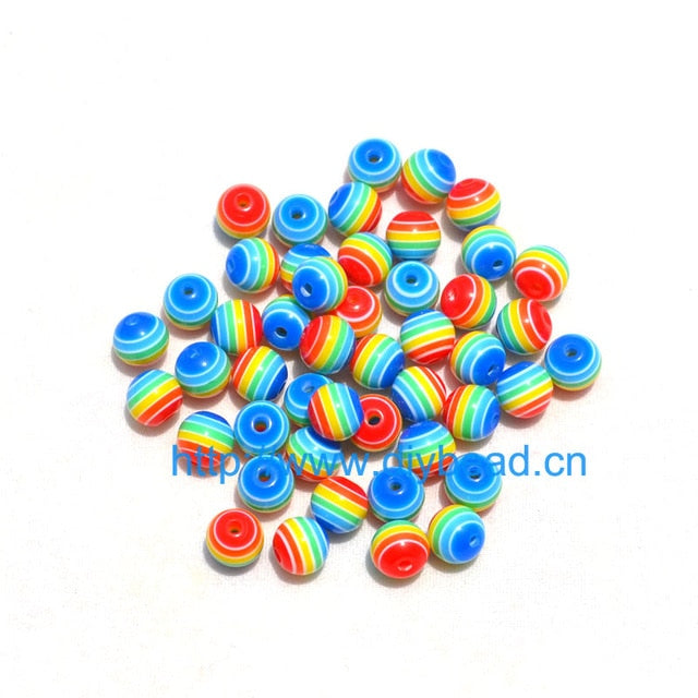 100 pcs DIY Bracelet Accessories Children Handcraft Department 18 Color 6MM Round Shape Resin Stripe Beads jewelry Findings