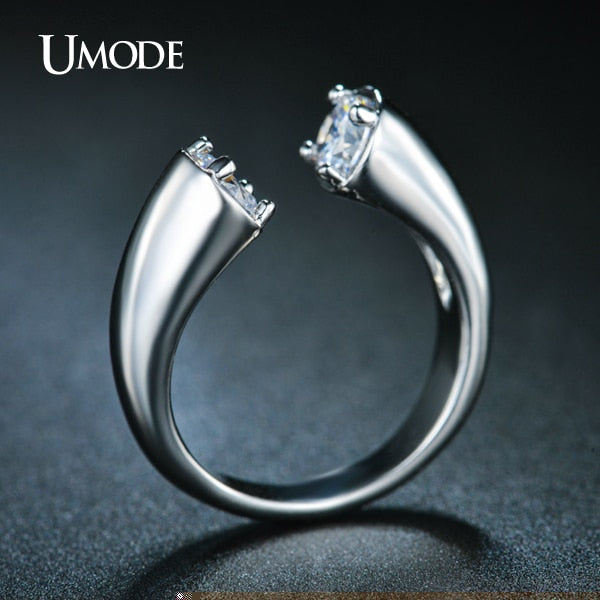 UMODE Bijoux Gold / Rhodium color Top Grade Cubic Zirconia Open Rings 2015 Fashion Jewelry For Women AUR0220