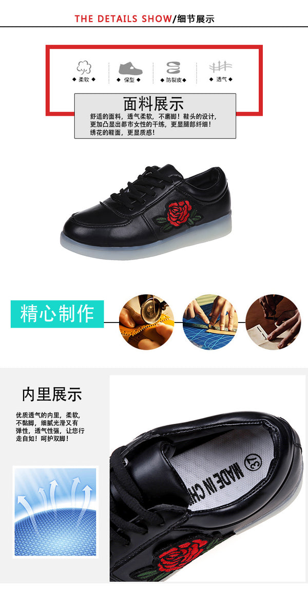2018 New Size 26-44 Kids Luminous Sneakers for Girls Boys Women Shoes with Light Led Shoes with Flower Glowing Sneakers