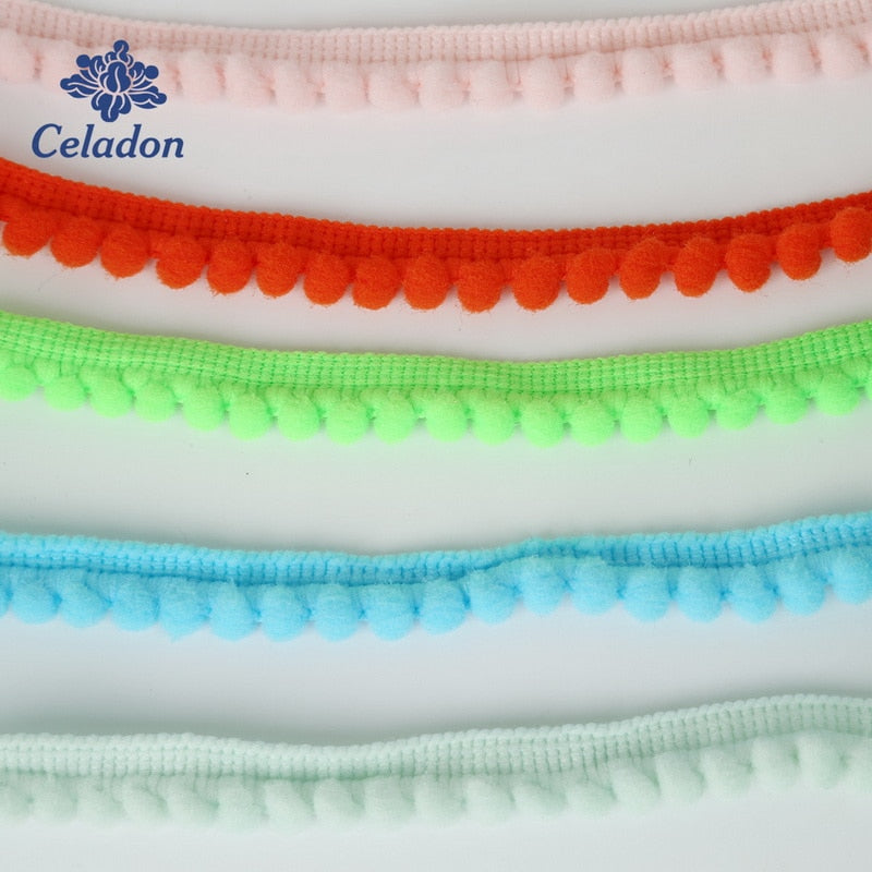5 Yards Pom Pom 10mm Mini Pompom Trim Ball Fringe Ribbon DIY Sewing Accessory Lace For Home Wedding Decoration