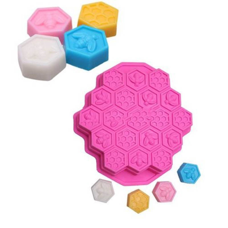 19 Cell Honey Comb Bees Mold Beeswax Silicone Pan Cake Mould Ice Jelly Chocolate Mold DIY Cake Decoration