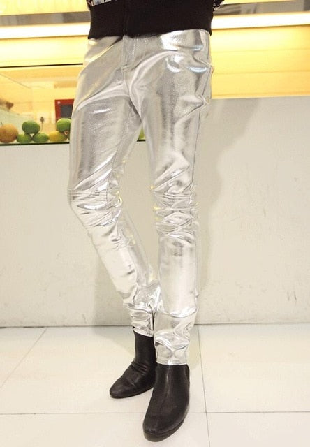 2019 Hip Hop Mens Leather Pants Faux Leather Pu Material 3 Colors Motorcycle Skinny Faux Leather Casual Pants