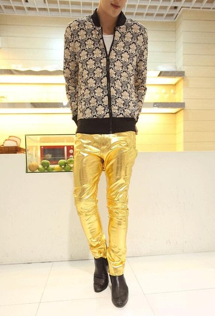 2019 Hip Hop Mens Leather Pants Faux Leather Pu Material 3 Colors Motorcycle Skinny Faux Leather Casual Pants