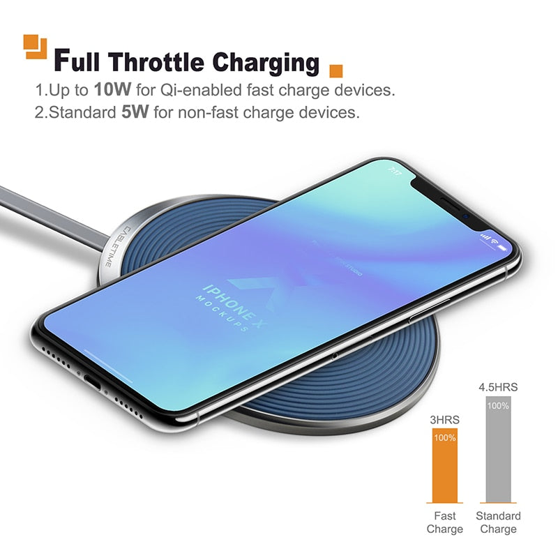 CABLETIME Wireless Charger for iphone X/8 Samsung S9/S8 USB Charger Pad 10W Fast Phone Wireless Charger Quick Charge N104