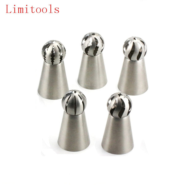 5 Styles Russian Piping Nozzle Sphere Ball Icing Confectionary Pastry Tips Sugar Craft Cupcake Decorator Kitchen Bakeware Tools