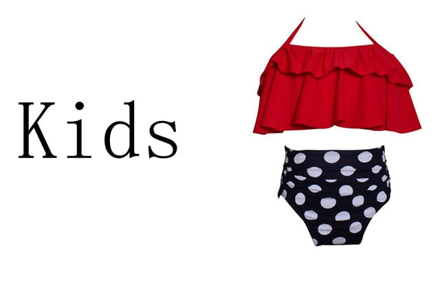 Mother & Kids Family Matching Swimwear Mother Daughter Beach Kid Bikini Bahitng Swimsuit Brachwear Mother Girl Swimming Clothing