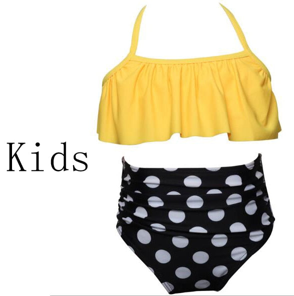Mother & Kids Family Matching Swimwear Mother Daughter Beach Kid Bikini Bahitng Swimsuit Brachwear Mother Girl Swimming Clothing