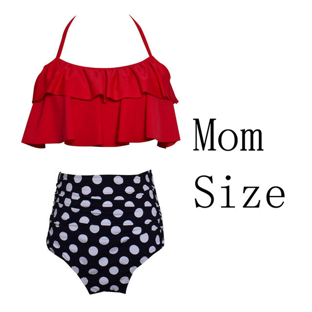 Mother & Kids Family Matching Swimwear Mother Daughter Beach Kid Bikini Bahitng Swimsuit Brachwear Mother Girl Swimming Clothing