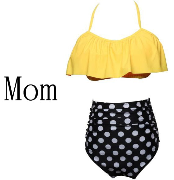 Mother & Kids Family Matching Swimwear Mother Daughter Beach Kid Bikini Bahitng Swimsuit Brachwear Mother Girl Swimming Clothing