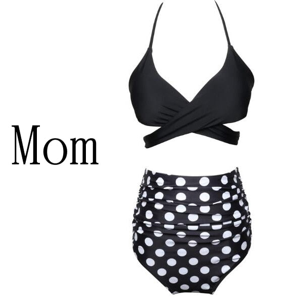 Mother & Kids Family Matching Swimwear Mother Daughter Beach Kid Bikini Bahitng Swimsuit Brachwear Mother Girl Swimming Clothing