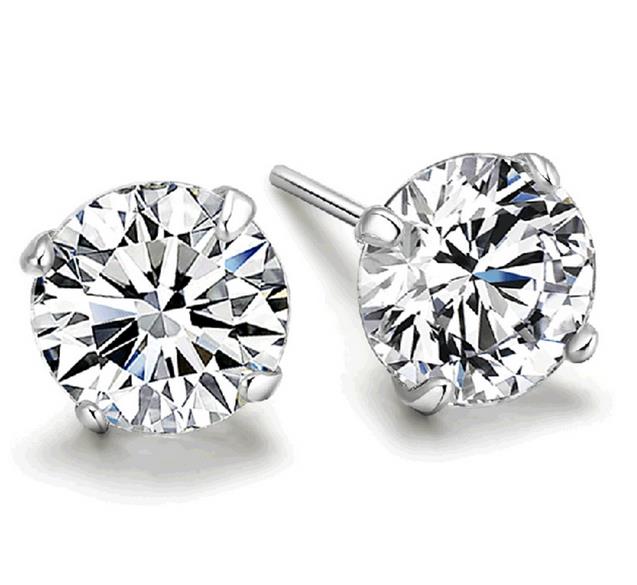 OMHXZJ Wholesale Fashion jewelry Four Claws Contracted Hot Popular Style Zircon AAA Drill 925 Sterling Silver Stud Earrings YS45