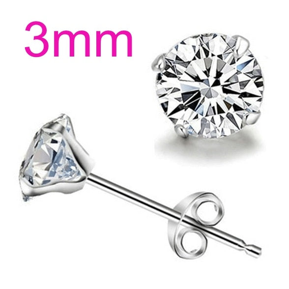OMHXZJ Wholesale Fashion jewelry Four Claws Contracted Hot Popular Style Zircon AAA Drill 925 Sterling Silver Stud Earrings YS45
