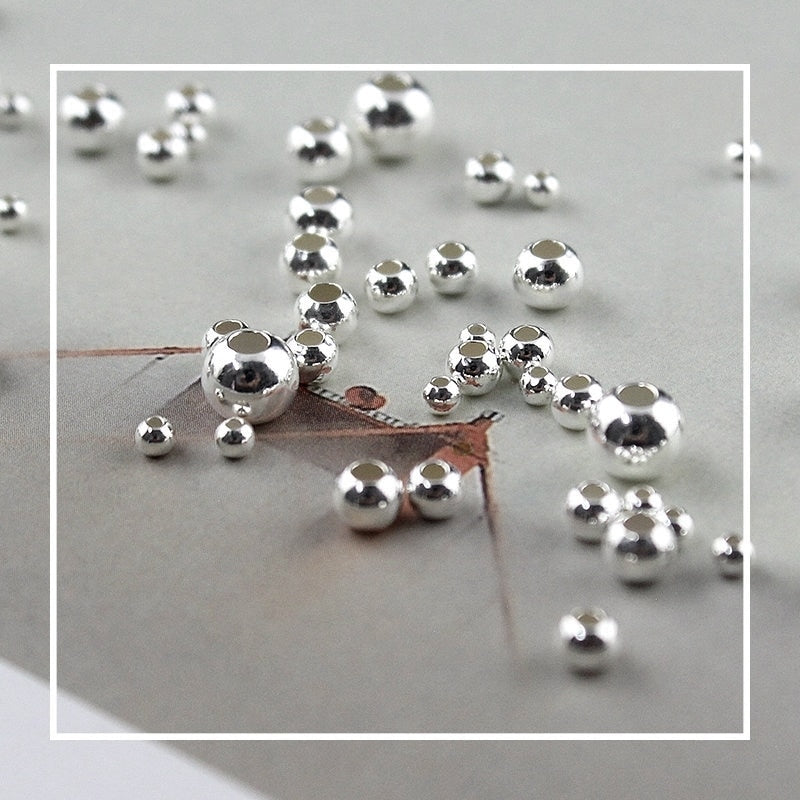 2-5MM 925 sterling silver beads silver 925 jewelry Findings Accessories round smooth jewelry beads for silver bracelet&necklace