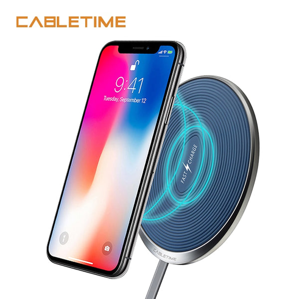 CABLETIME Wireless Charger for iphone X/8 Samsung S9/S8 USB Charger Pad 10W Fast Phone Wireless Charger Quick Charge N104