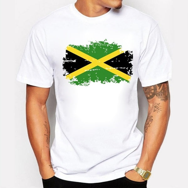 BLWHSA Jamaica Flag T shirt Men Summer Short Sleeve Cotton Brands Design T-shirts Funny Jamaica National Flag Men Clothing