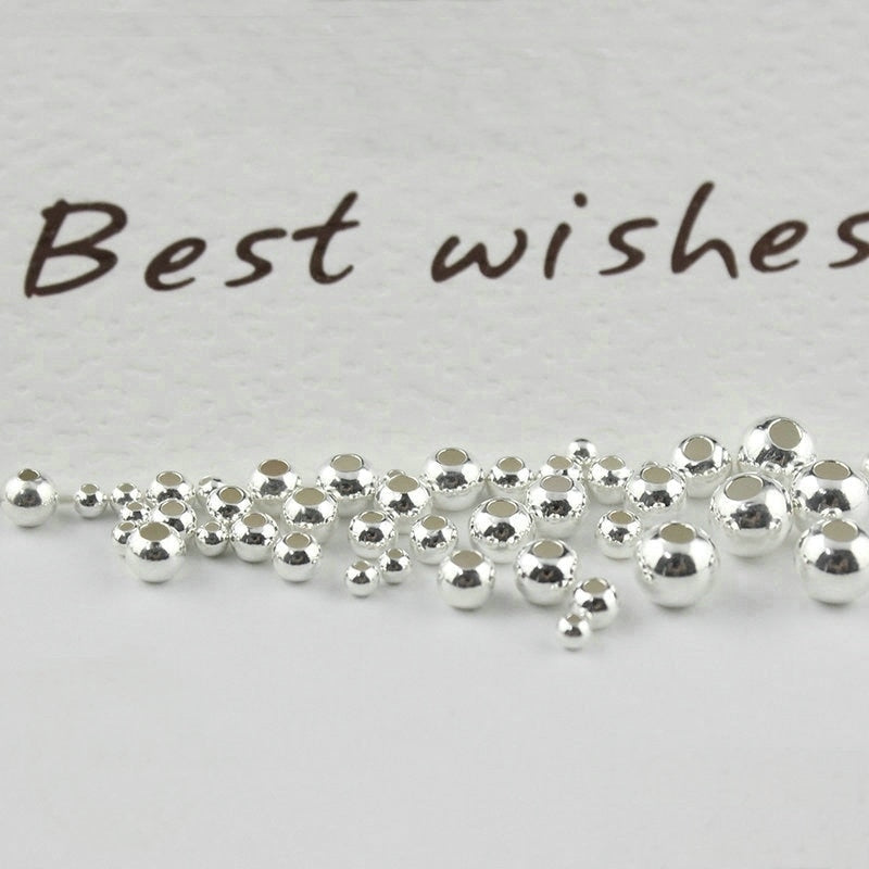 2-5MM 925 sterling silver beads silver 925 jewelry Findings Accessories round smooth jewelry beads for silver bracelet&necklace