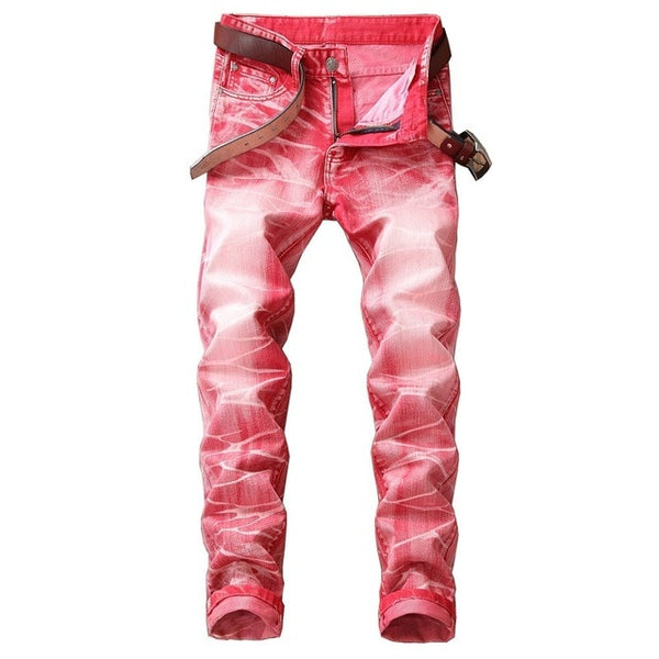 2018 High Quality Men Casual Jeans Coated Slim Straight Pleated Biker Jeans Pants Male Denim Casual Pants Plus Size 42