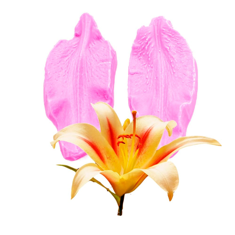 Lily Flower Leaf Embosser Printing Chocolate Wedding Decoration Silicone Mold Baking Fondant Sugar Process Kitchen Baking F-1014