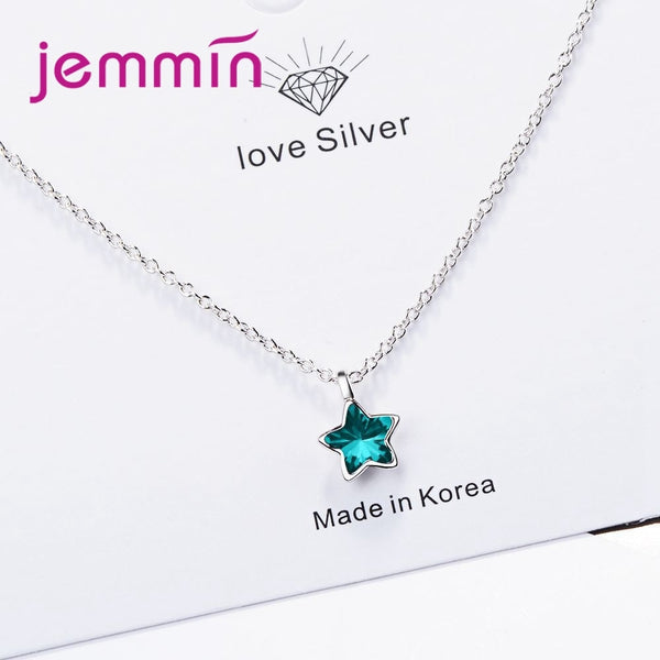JEMMIN Charming Exquisite 925 Sterling Silver CZ Star Pendant Necklace High Quality Austrian Crystal Big Promotion Hot Sale