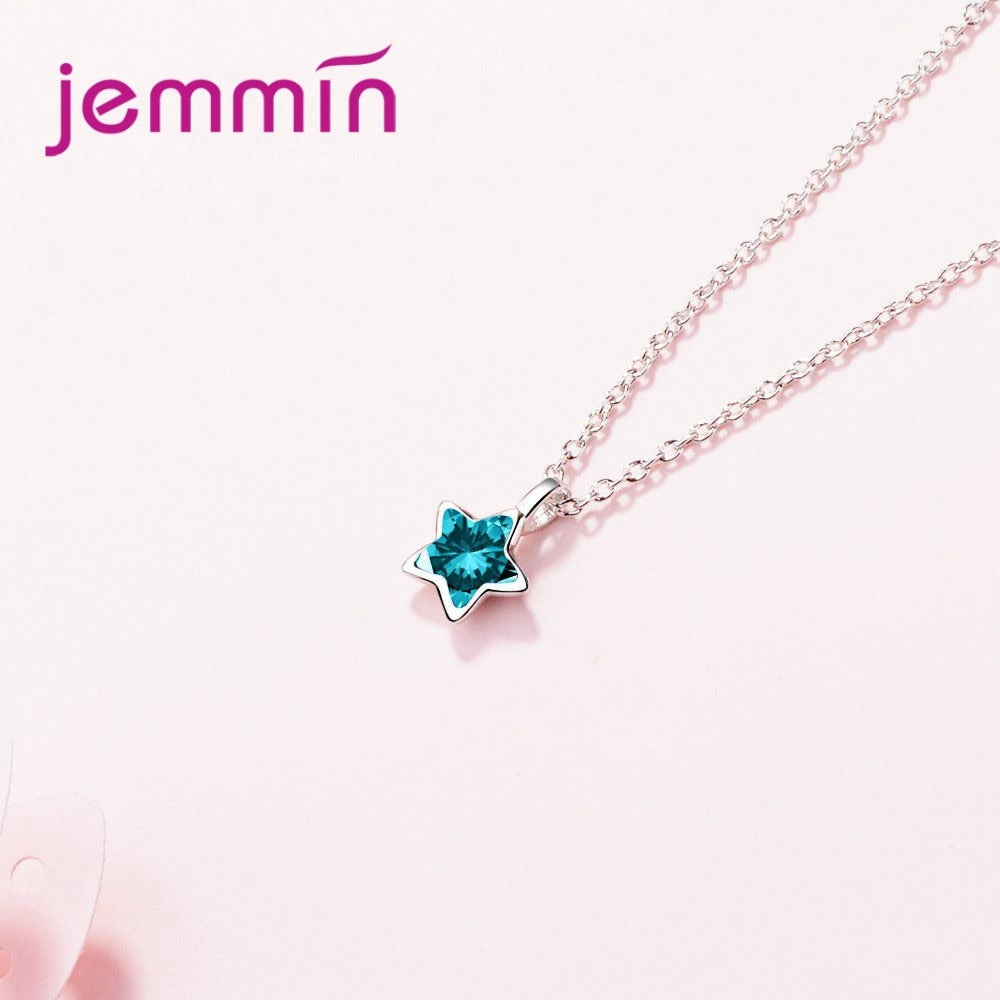 JEMMIN Charming Exquisite 925 Sterling Silver CZ Star Pendant Necklace High Quality Austrian Crystal Big Promotion Hot Sale