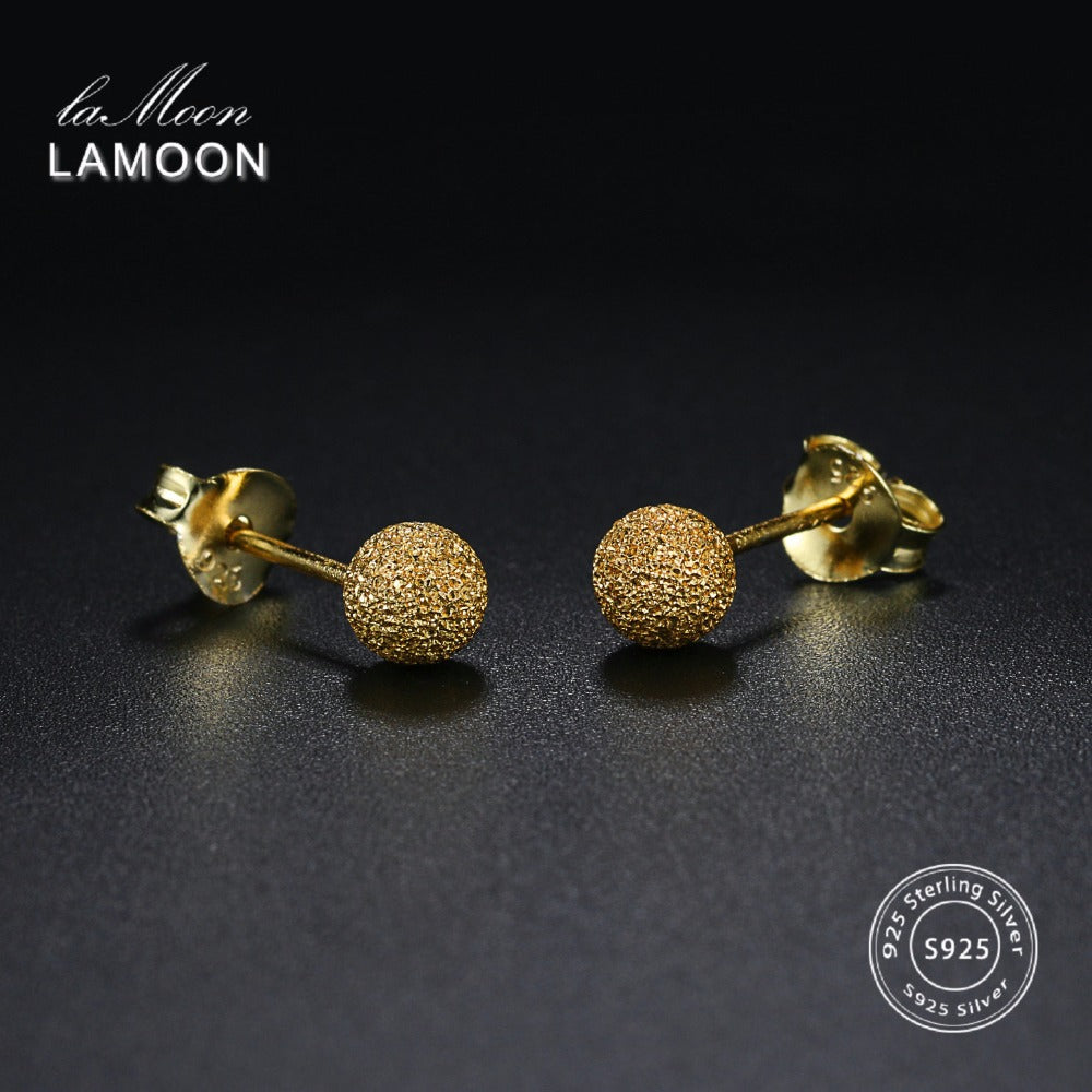 LAMOON 2018 NewFashion 3MM Ball Shaped 100% Real 925-Sterling-Silver Stud Earrings S925 Fine Jewelry For Women Girl Gift LMEY176