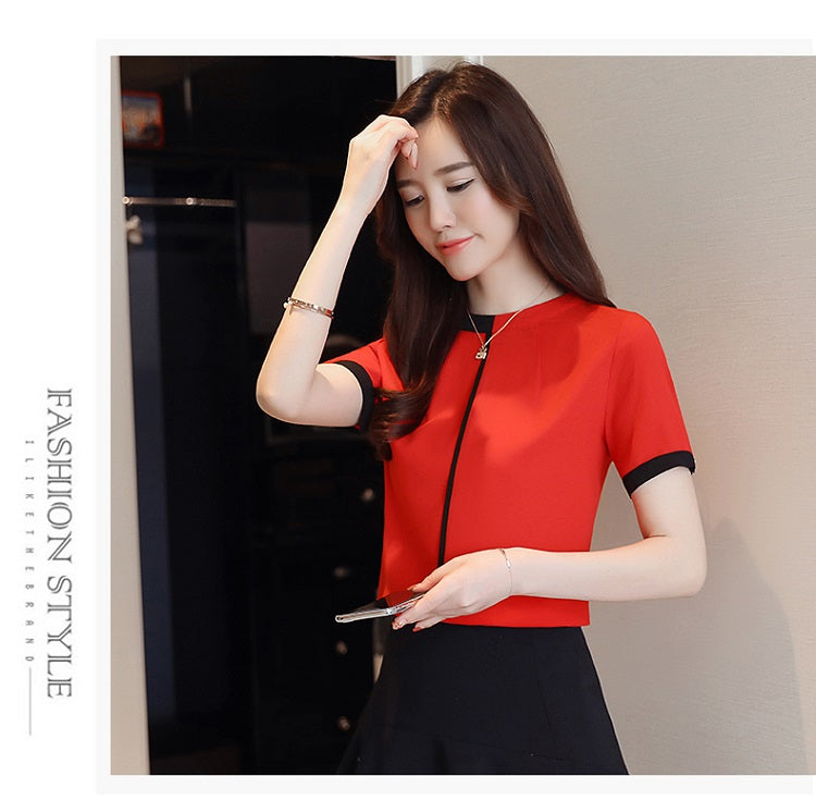 2018 summer chiffon women blouse shirt short sleeve elegant ladies office women tops casual slim white women clothing 0215 40