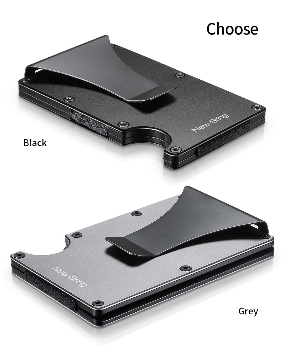 NewBring Metal Mini Money Clip Brand Fashion Black White Credit Card ID Holder With RFID Anti-thief Wallet Men