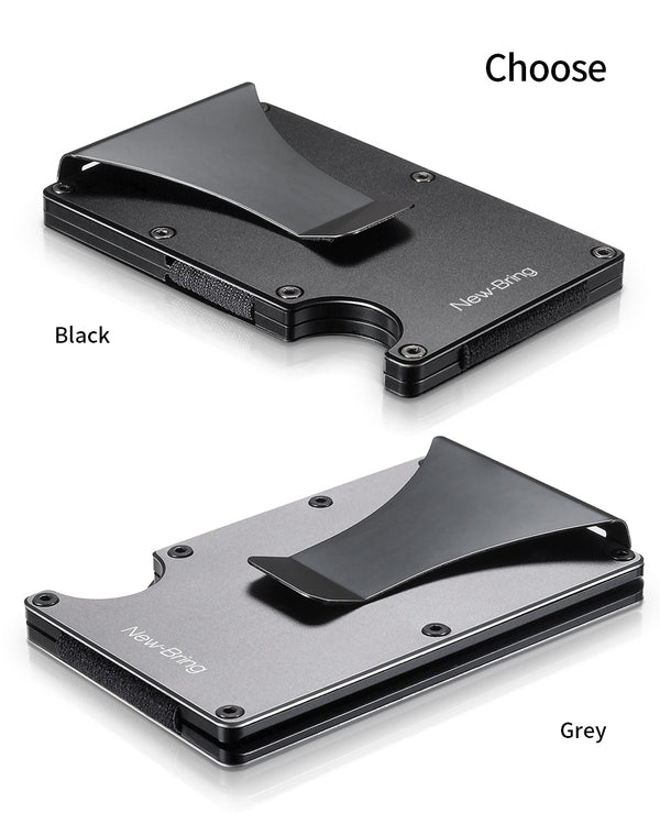 NewBring Metal Mini Money Clip Brand Fashion Black White Credit Card ID Holder With RFID Anti-thief Wallet Men