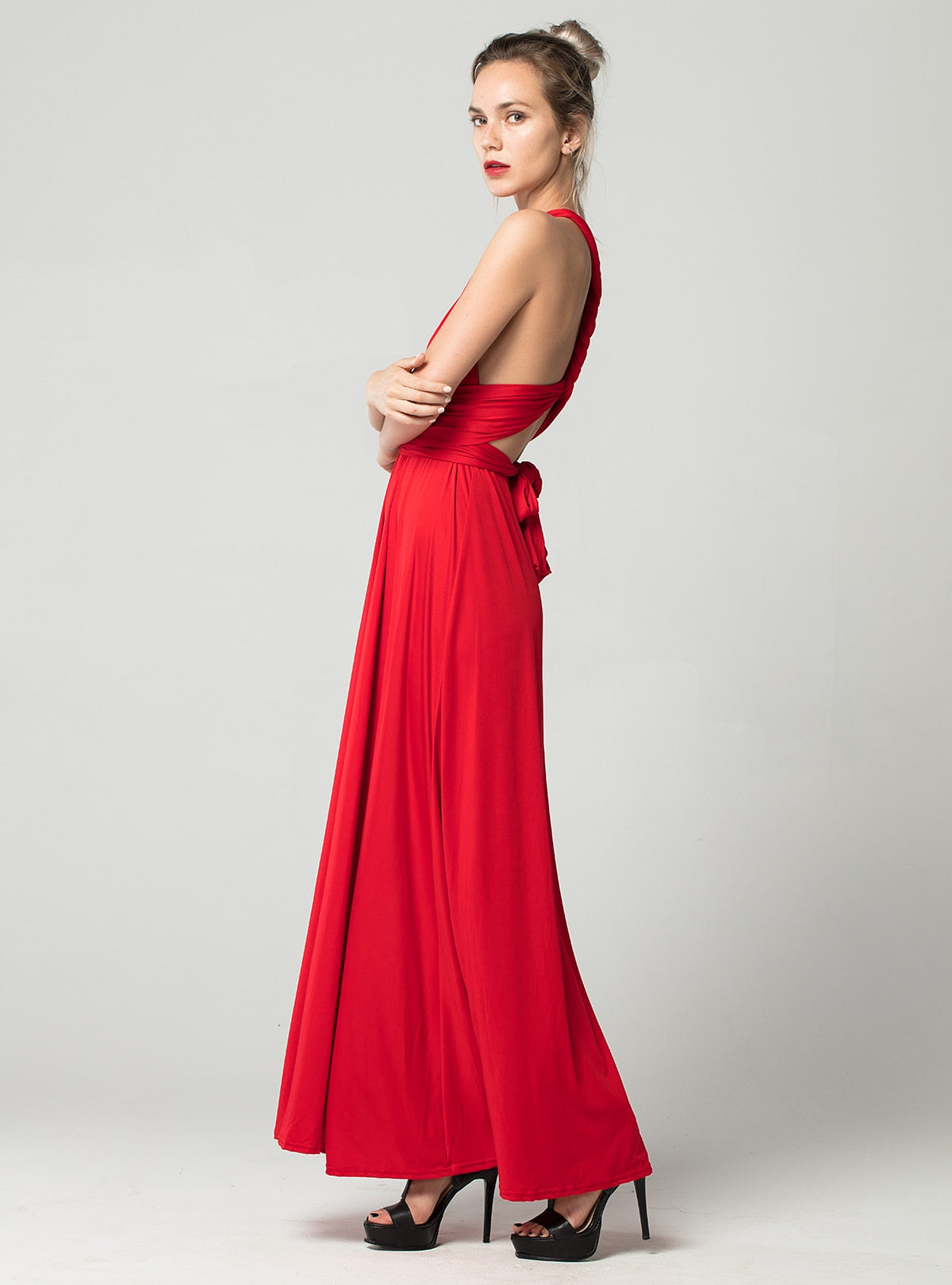 Sexy Long Dress Bridesmaid Formal Multi Way Wrap Convertible Infinity Maxi Dress Red Hollow Out Party Bandage Vestidos FICUSRONG