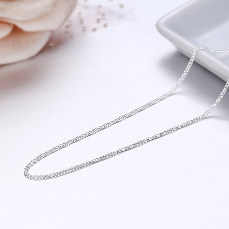 14"-32" Slim Thin Pure 925 Sterling Silver Side Curb Chain Choker Necklaces For Women Girl Jewelry kolye collare collier ketting