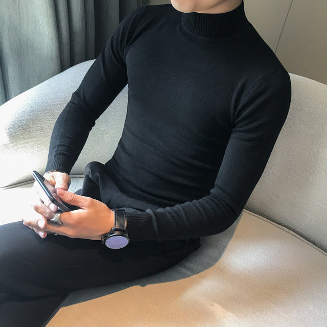 Sweater High Quality Autumn Winter Candy Color in the end of the Collar Pure Color Slim Comfortable Semi-high Collar Sweater