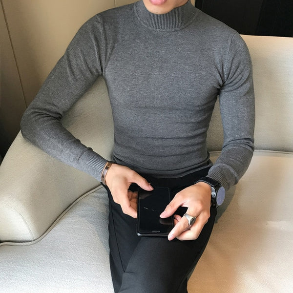 Sweater High Quality Autumn Winter Candy Color in the end of the Collar Pure Color Slim Comfortable Semi-high Collar Sweater