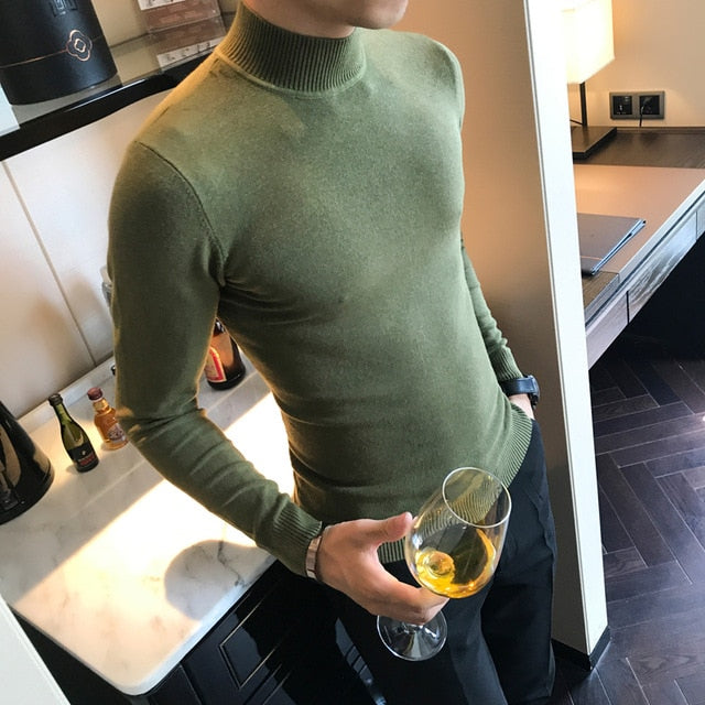Sweater High Quality Autumn Winter Candy Color in the end of the Collar Pure Color Slim Comfortable Semi-high Collar Sweater