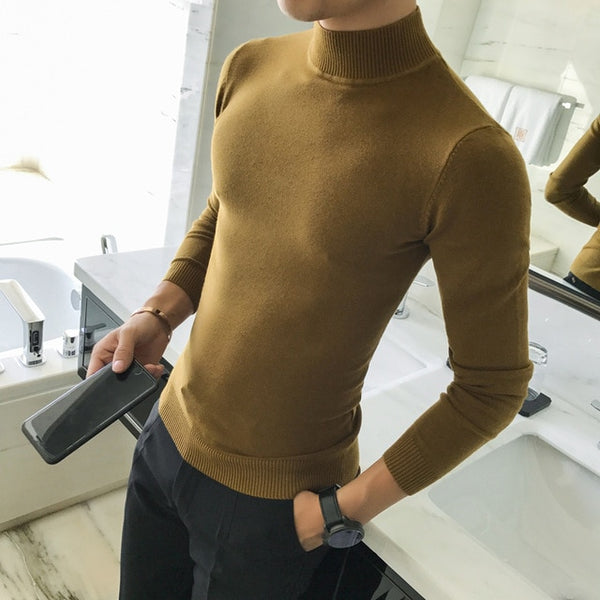 Sweater High Quality Autumn Winter Candy Color in the end of the Collar Pure Color Slim Comfortable Semi-high Collar Sweater
