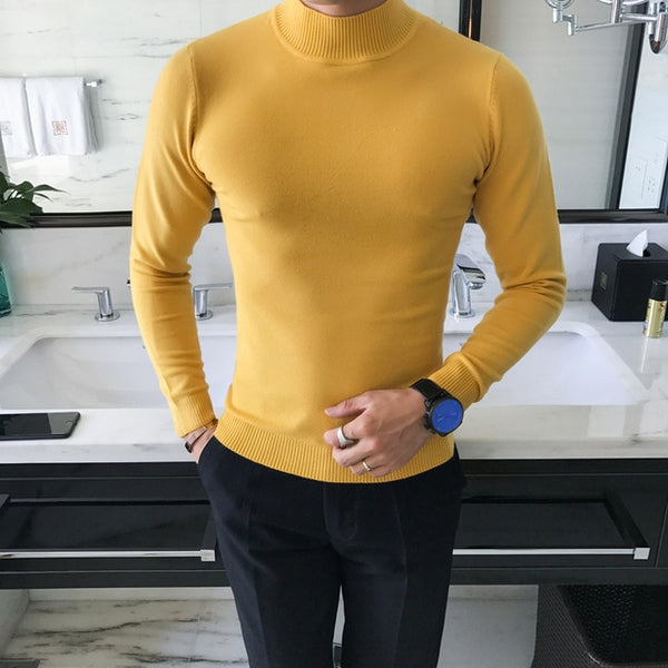 Sweater High Quality Autumn Winter Candy Color in the end of the Collar Pure Color Slim Comfortable Semi-high Collar Sweater