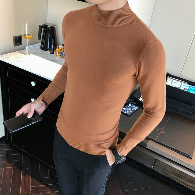 Sweater High Quality Autumn Winter Candy Color in the end of the Collar Pure Color Slim Comfortable Semi-high Collar Sweater