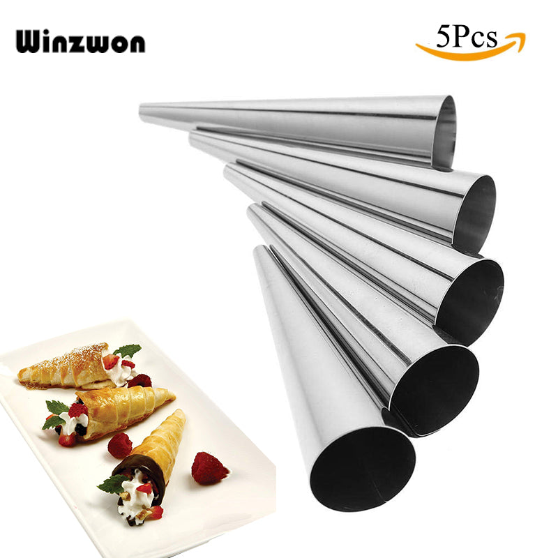 5Pcs/lot DIY Baking Cones Horn Pastry Roll Cake Mold Spiral Baked Croissants Tubes Cookie Dessert Kitchen Baking Tool