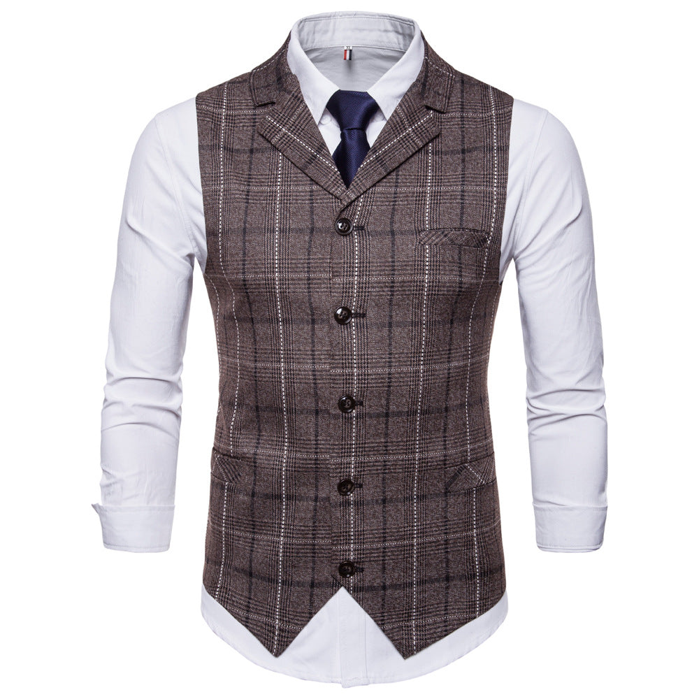 Seenimoe Mens Stripe Plaid Formal Blazer vests Casual Single Breasted V-neck Fashion M-4XL Male England Style Casual Vests