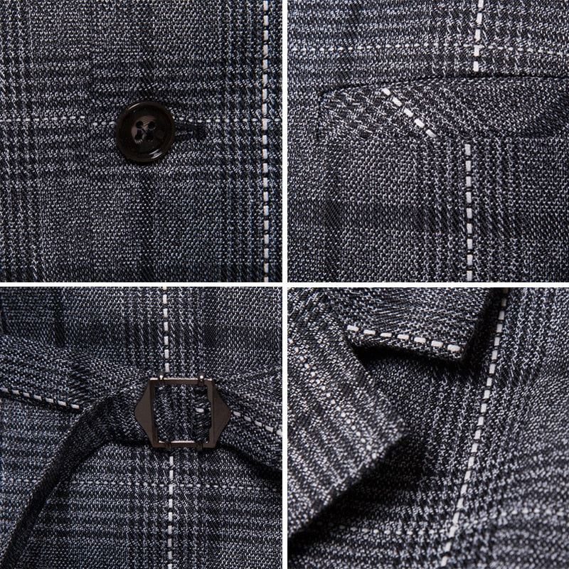 Seenimoe Mens Stripe Plaid Formal Blazer vests Casual Single Breasted V-neck Fashion M-4XL Male England Style Casual Vests