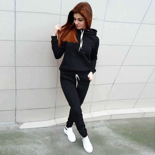 NIBESSER Women Two Piece Sportwear Set Women Winter Autumn Tracksuits Hooded Sweatshirt & Pants Track Suit Hoodie 2 Piece Set