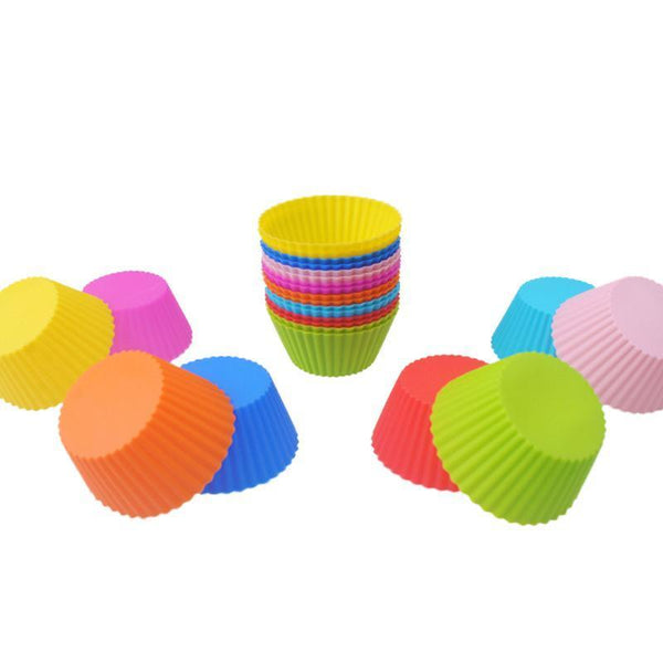 12 Pieces 7cm Round Silicone Baking Cake Molds Jelly Mould Cupcake Maker Muffin Cup