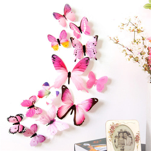 ISHOWTIENDA 12pcs Decal Wall Stickers Home Decorations 3D Butterfly Rainbow Fridge Magnet 2018 Dropshipping Product