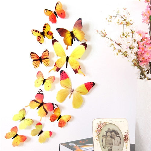 ISHOWTIENDA 12pcs Decal Wall Stickers Home Decorations 3D Butterfly Rainbow Fridge Magnet 2018 Dropshipping Product
