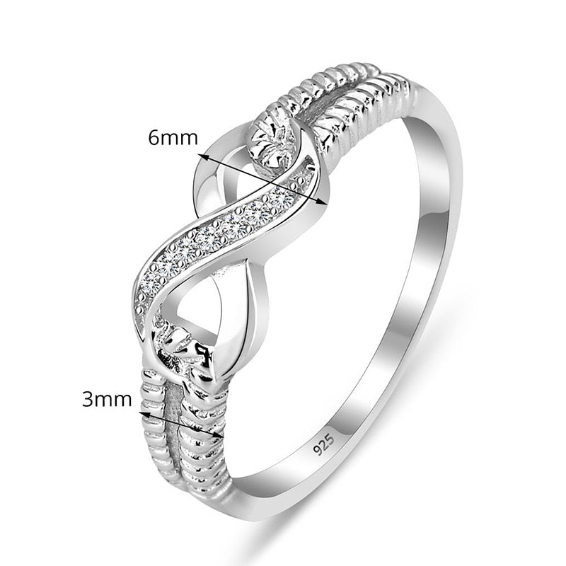 925 Sterling Silver Infinity Ring Cubic Zirconia CZ Eternity Rings for Women Size 5 6 7 8 9 10 Trendy Jewelry (Lam Hub Fong)